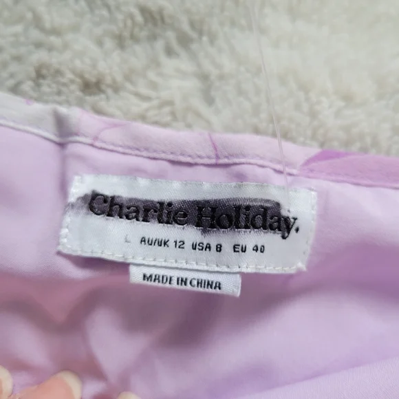 NWOT Charlie Holiday Lilac Floral Phoebe Skirt 8 - Picture 5 of 7
